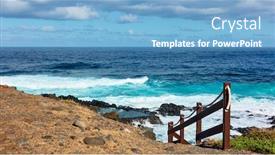  Presentation with atlantic - PPT theme enhanced with atlantic-ocean-and-railed-footpath background and a teal colored foreground