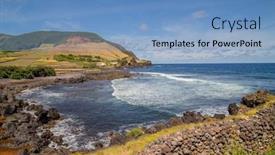  Presentation with atlantic - Beautiful PPT theme featuring atlantic-ocean-coast-at-graciosa backdrop and a teal colored foreground