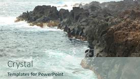  Presentation with atlantic - Presentation design with atlantic ocean coast on flores island azores portugal background and a soft green colored foreground