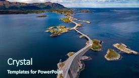  Presentation with road construction - Amazing slide set having atlantic ocean road backdrop and a navy blue colored foreground