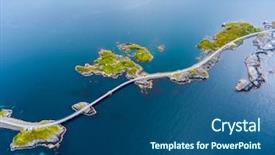  Presentation with road construction - Presentation theme enhanced with atlantic ocean road background and a ocean colored foreground