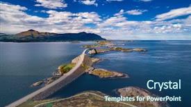  Presentation with road construction - Beautiful PPT theme featuring atlantic road atlanterhavsveien been award backdrop and a ocean colored foreground