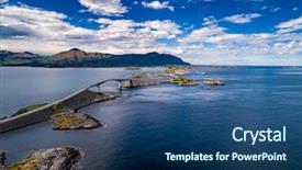  Presentation with road construction - Slide set with atlantic road atlanterhavsveien been award background and a ocean colored foreground