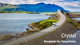  Presentation with highway construction - Slide set consisting of atlantic road atlanterhavsveien been award background and a tawny brown colored foreground
