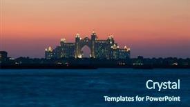  Presentation with dubai - Slides enhanced with atlantis - dubai hotel at sunset background and a navy blue colored foreground
