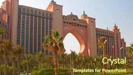  Presentation with dubai - Audience pleasing PPT theme consisting of atlantis - dubai hotel backdrop and a tawny brown colored foreground
