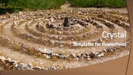  Presentation with stones - Slide set with atlantis spiral sign in ibiza background and a coral colored foreground