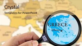  Presentation with atlas greek - Slides having atlas greek - magnifying glass over a map background and a yellow colored foreground