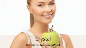  Presentation with measuring - Audience pleasing PPT theme consisting of atletes nutrition - beautiful sporty woman with apple backdrop and a lemonade colored foreground