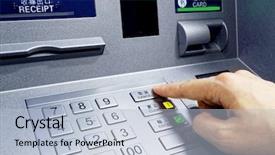  Presentation with atm - Colorful slide set enhanced with atm - entering pin close up backdrop and a light blue colored foreground