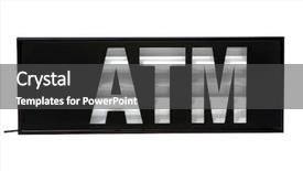  Presentation with atm machine - Amazing slides having atm automatic teller machine sign backdrop and a dark gray colored foreground