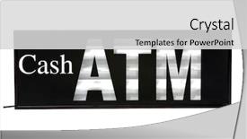  Presentation with atm machine - Colorful theme enhanced with atm automatic teller machine sign backdrop and a light gray colored foreground