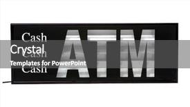  Presentation with atm machine - PPT theme having atm automatic teller machine sign background and a dark gray colored foreground