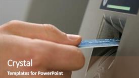  Presentation with atm machine - Presentation theme featuring atm inserting a card background and a coral colored foreground