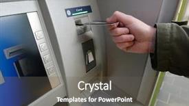  Presentation with atm - Presentation design enhanced with atm machine - credit card maschine background and a gray colored foreground