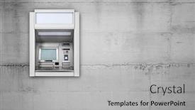  Presentation with atm - Presentation with atm-machine-on-concrete-wall background and a light gray colored foreground