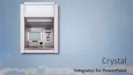  Presentation with atm - Presentation theme featuring atm-machine-on-old-blue background and a light blue colored foreground