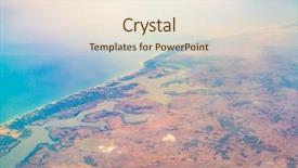  Presentation with earth - Colorful presentation theme enhanced with atmosphere green globe - aerial view over earth sea backdrop and a sky blue colored foreground