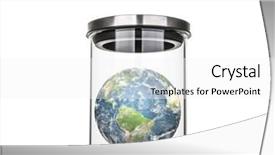  Presentation with earth inside an eye - Colorful slide set enhanced with atmosphere green globe - earth inside a glass jar backdrop and a white colored foreground