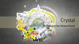  Presentation with ecology - Colorful presentation design enhanced with atmosphere green globe - global ecology concept backdrop and a  colored foreground