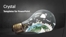  Presentation with global culture - Audience pleasing theme consisting of atmosphere green globe - global ecology concept backdrop and a dark gray colored foreground