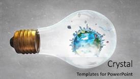  Presentation with green globe - Amazing PPT layouts having atmosphere green globe - global ecology concept backdrop and a light gray colored foreground