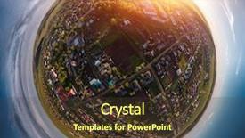  Presentation with green planet - Presentation theme having atmosphere green globe - panorama of russian village background and a tawny brown colored foreground