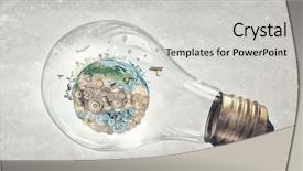  Presentation with earth inside an eye - Amazing presentation design having atmosphere green globe - planet earth inside of light backdrop and a  colored foreground