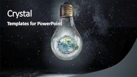  Presentation with earth atmosphere - Colorful presentation theme enhanced with atmosphere green globe - planet earth inside of light backdrop and a dark gray colored foreground