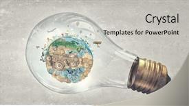  Presentation with light bulb - Presentation featuring atmosphere green globe - planet earth inside of light background and a light gray colored foreground