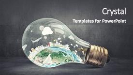  Presentation with light bulb - Presentation having atmosphere green globe - planet earth inside of light background and a dark gray colored foreground