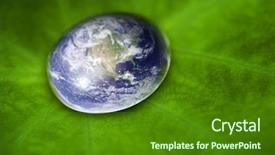  Presentation with earth atmosphere - PPT theme consisting of atmosphere green globe - planet earth waterdrop on lotus background and a forest green colored foreground