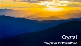  Presentation with ridges - PPT theme with atmosphere layers - smoky mountain colorful sunset scene background and a navy blue colored foreground