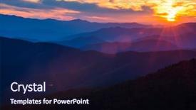  Presentation with ridges - PPT theme having atmosphere layers - smoky mountain colorful sunset scene background and a wine colored foreground