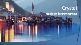  Presentation with city night - Slides having atmosphere of the hallstatt city background and a teal colored foreground