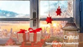  Presentation with christmas lights bulb decoration - Amazing slide set having atmospheric christmas window sill decoration backdrop and a coral colored foreground