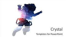  Presentation with spaceman - Colorful PPT theme enhanced with atmospheric pressure - spaceman on white mixed media backdrop and a  colored foreground