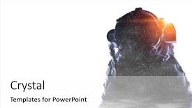  Presentation with spaceman - Presentation theme having atmospheric pressure - spaceman on white mixed media background and a  colored foreground