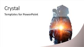  Presentation with spaceman - Cool new PPT layouts with atmospheric pressure - spaceman on white mixed media backdrop and a white colored foreground