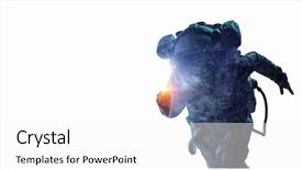  Presentation with spaceman - Presentation theme featuring atmospheric pressure - spaceman on white mixed media background and a white colored foreground