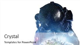  Presentation with spaceman - Slide deck with atmospheric pressure - spaceman on white mixed media background and a  colored foreground