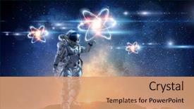  Presentation with astronomy - Audience pleasing theme consisting of atom - astronomy as a science mixed backdrop and a coral colored foreground