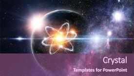 Presentation with astronomy - Slide deck enhanced with atom - astronomy concept backdrop 3d rendering background and a violet colored foreground