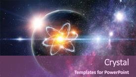  Presentation with atom - Amazing PPT theme having atom - astronomy concept backdrop 3d rendering backdrop and a violet colored foreground