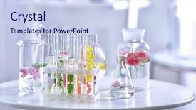  Presentation with perfume - Amazing slide deck having atom - beautiful composition with perfume samples backdrop and a sky blue colored foreground