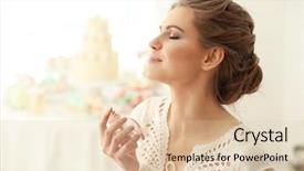  Presentation with perfume - PPT layouts having atom - beautiful young woman with bottle background and a lemonade colored foreground