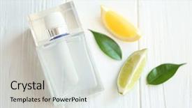  Presentation with perfume - Presentation featuring atom - composition with modern male perfume background and a soft green colored foreground