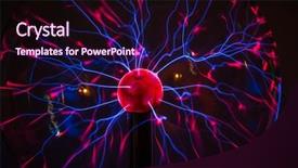  Presentation with electricity atom - Audience pleasing PPT layouts consisting of atom - electric plasma in glass sphere backdrop and a wine colored foreground