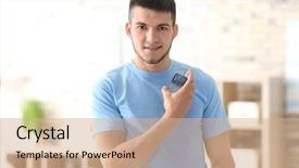  Presentation with home based wound care - Slides featuring atom - handsome man with bottle background and a coral colored foreground