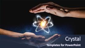  Presentation with science - Beautiful PPT layouts featuring atom - humankind and science backdrop and a ocean colored foreground